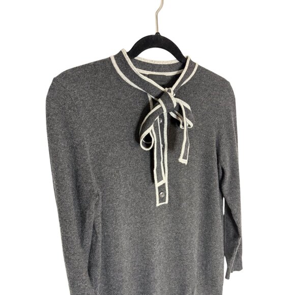 J. Crew Collection Cashmere 1/2 Button Tie Neck Sweater Grey-sz Small - Picture 8 of 8